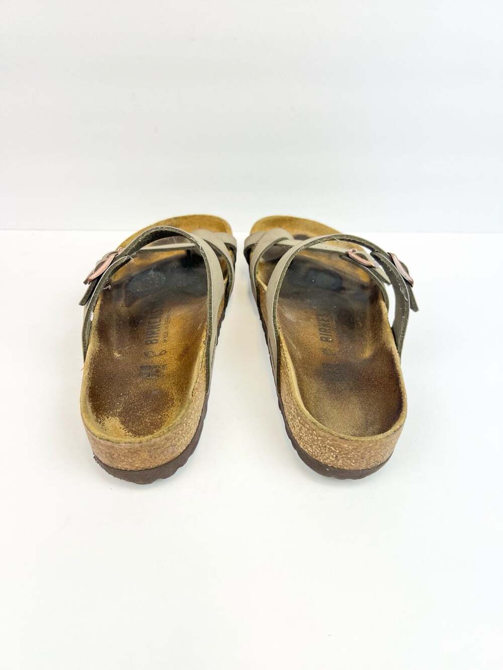 Birkenstock Mayari Oiled Leather Sandals in Stone/Taupe US 7.5 Euro 38 - Picture 5 of 6